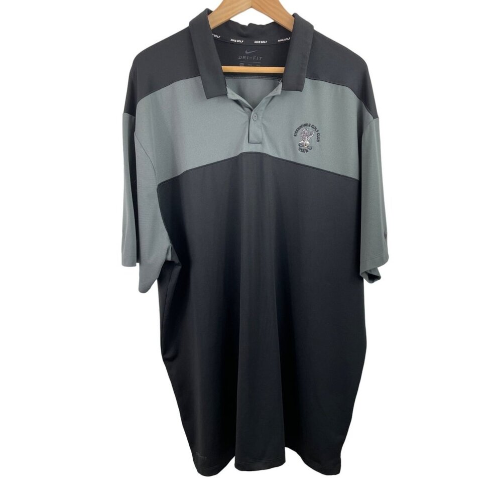 Nike Dri-Fit Eisenhower GC USAFA Black Gray Short Sleeve Polo Shirt Men Size XXL